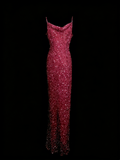 Vintage Fashion Night Aesthetic Mermaid Spaghetti Straps 80s 70s 90s Sequins College Formal Outfit Long Prom Graduation Dresses HZ0311