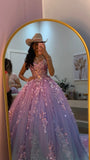 Classy Ball Gown Sweetheart Lilac Tulle Appliques Prom Dresses Party Dress Long Evening Dresses HZ0311