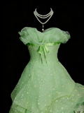 Modest Ball Gown Sweetheart Green Organza 80s Long Prom Dresses Inspiration Party Gowns Vintage Sweet 16 Dress HZ0311