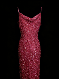 Vintage Fashion Night Aesthetic Mermaid Spaghetti Straps 80s 70s 90s Sequins College Formal Outfit Long Prom Graduation Dresses HZ0311