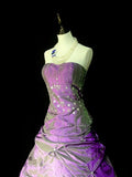 Modest Ball Gown Strapless Purple Taffeta 80s Long Prom Dresses Inspiration Party Gowns Vintage Formal Dress HZ0311