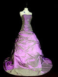 Modest Ball Gown Strapless Purple Taffeta 80s Long Prom Dresses Inspiration Party Gowns Vintage Formal Dress HZ0311