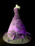 Modest Ball Gown Strapless Purple Taffeta 80s Long Prom Dresses Inspiration Party Gowns Vintage Formal Dress HZ0311