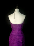 Vintage Mermaid Strapless Purple Tulle With Beaded 90s 2000s Senior Prom Dresses High School Long Formal Dress HZ0311