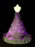 Modest Ball Gown Strapless Purple Taffeta 80s Long Prom Dresses Inspiration Party Gowns Vintage Formal Dress HZ0311