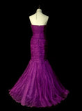 Vintage Mermaid Strapless Purple Tulle With Beaded 90s 2000s Senior Prom Dresses High School Long Formal Dress HZ0311
