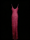 Vintage Fashion Night Aesthetic Mermaid Spaghetti Straps 80s 70s 90s Sequins College Formal Outfit Long Prom Graduation Dresses HZ0311