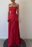 Attractive Yellow Prom Dresses Sheath Evening Gowns With Pearls Satin Formal Party Gowns HZ0311