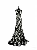 Modest Mermaid V Neck Black Floral Satin College Formal Outfit Long Prom Graduation Dresses For Teens HZ0311