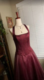 Modest Senior Prom Dresses High Schools Inspiration A Line Halter Burgundy Semi Formal Grad Long Prom Dress For Teens HZ0311