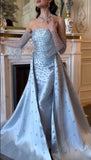 Customized Mermaid Prom Dresses Floor-Length Strapless Full Sleeve Evening Gown Simple Fashion Graduation Gown HZ0311