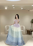 Cute Ball Gown Off The Shoulder Tulle Layered Long Prom Dresses Impress 19th Birthday Outfits Prom Gown HZ0311