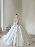 Princess Women's Wedding Dress With Gloves for Bride Lace Applique Sweetheart Brides Dress Sweetheart Ball Gowns HZ0311