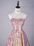 New Ball Gown Strapless Sequins Short Sleeves Long Prom Dresses For High School Teens Girls Formal Bridesmaid Dress HZ0311
