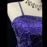 Elegant Mermaid Spaghetti Straps Grape Satin Long Prom Dresses Formal Party Gowns Vestidos De Dia HZ0311