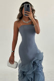 Modest Ruffled Chiffon Pleated Party Gowns Sleeveless Floor-Length Mermaid Prom Dress HZ0311