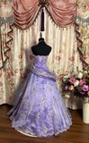Lilac Strapless A-Line Beading Chiffon Long Prom Dresses Vintage Ball Gowns, HZ0427