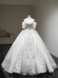 Princess Wedding Dresses Ball Gown Off The Shoulder White Glitter Tulle With Appliques Bodice Brides Dress Fitted Bridal Gowns HZ0311