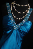 Retro Mermaid Halter Teal Blue Satin 2000s Long Prom Dresses Inspo 18th Birthday Outfits Formal Dress HZ0311