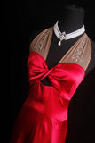 Retro A Line Halter Red Satin Tea Length 90s Short Prom Dresses Inspo 18th Birthday Outfits Formal Dress HZ0311