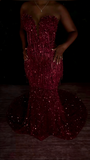 Classy Mermaid Sweetheart Silver Gray Sequins Prom Dresses Party Dress Long Evening Dresses HZ0311