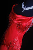 Retro Mermaid Spaghetti Strap Red Satin 90s Beaded Bodice Long Prom Dresses Inspo 18th Birthday Outfits Formal Dress HZ0311