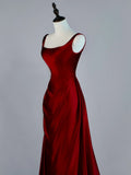Stunning Mermaid Square Neck Burgundy Satin Long Prom Dresses Inspiration Evening Dress Princess Graduation Gown HZ0311