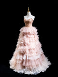 Beautiful Pink Ball Gowns Strapless Satin Tulle Party Dresses Prom Dresses Impress Sweet 16 Formal Dress HZ0311
