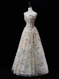 Beautiful Ball Gown Sweetheart Floral Tulle Long Prom Dresses Formal Gowns Inspo Evening Outfit HZ0311