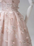 Cute A line Halter Floral Tulle Pink Long Prom Dresses Impress 19th Birthday Outfits Prom Gown HZ0311