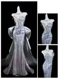Classic Mermaid Wedding Dresses Sweetheart Silver Gray Sequin With Gem Crystals Brides Dress Bridal Gowns HZ0311