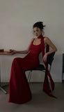 Unique Mermaid Spaghetti Strap Red With Scarf Long Prom Dresses Inspiration 18th Birthday Gowns Formal Evening Dress HZ0311