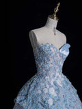Elegnt Ball Gown Sweetheart Light Sky Blue Tulle Long Prom Dress Fashion Aesthetic High School Formal Dresses Party Outfits Gown HZ0311