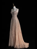Beautiful Ball Gown Square Neck Champagne Sequins Long Prom Dresses Inspiration Evening Gowns Formal Dress HZ0311