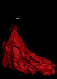 Retro Ball Gown Strapless Red 60s Prom Dresses Fashion Evening Gowns Long Formal Party Dress HZ0311
