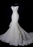 Plain Wedding Dresses Mermaid Strapless Ivory Sleeveless Brides Dress Fitted Bridal Gowns HZ0311