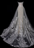 Chic Long Wedding Dresses White Mermaid Strapless Lace Long Wedding Dress For Brides Fitted With Train Bridal Gowns HZ0311