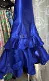Vintage 2000s Mermaid Strapless Royal Blue Satin Sleeveless Long Prom Dress For Women Girls Evening Dresses HZ0311