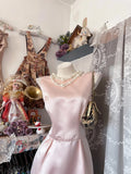 Classy Sheath Scoop Pink Satin Sleeveless Senior Prom dresses High School Long Formal Dress HZ0311
