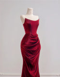 Romantic Mermaid Strapless Burgundy With Ruffles Long Prom Dresses Impress 18th Birthday Outfits Party Gown HZ0311
