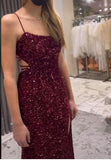 Sequined Mermaid Evening Gown Floor-Length Lace-Up Back Prom Dress HZ0311