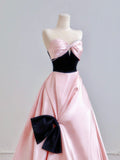 Timeless Ball Gown Sweetheart Pink Satin Long Prom Dresses Inspiration Party Gowns HZ0311