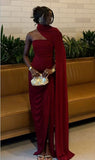 Elegant Classy Burgundy Maxi Dress Chiffon Long Formal Party Gown with Slit Birthday Outfits HZ0311