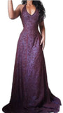 Vintage Mermaid Purple Lace Halter Prom Dresses Long Evening Party Dress Prom Gowns HZ0311