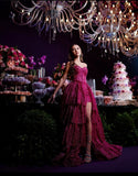 Modest Senior Prom Dresses High Schools Inspiration Ball Gown Sweetheart Sequins Hot Pink Slit Semi Formal Grad Long Prom Dress For Teens HZ0311