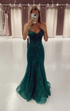 Green Long Mermaid Prom Dresses Formal Evening Gowns HZ0311