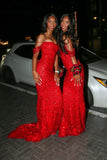 Sparkly Prom Dresses Off The Shoulder Red Sequins Senior Fashion Long Prom Dresses Party Gowns HZ0311