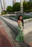 Sexy Prom Dresses Impress Mermaid Spaghetti Straps Sequins Sage Green Sequin Semi Formal Graduation Party Dress For Teens High Schools HZ0311