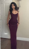 Sexy Mermaid Spaghetti Strap Grape With Pleated Long Prom Dresses Formal Dress Party 20th Birthday Outfits HZ0311