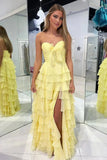 Chiffon Fuchsia Sweetheart Tiered Ruffles Prom Dress with Multi Layers A line 2026 Formal Evening Gowns HZ0311